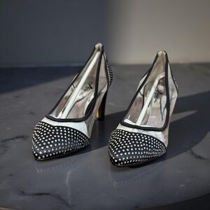 Annie Black and White Studded Stiletto Heels
